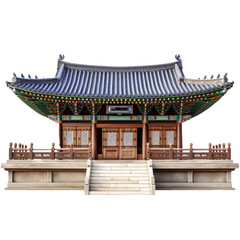 wood Korean architecturetemple isolated on white