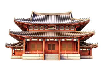 Fototapeta premium wood Korean architecturetemple isolated on white