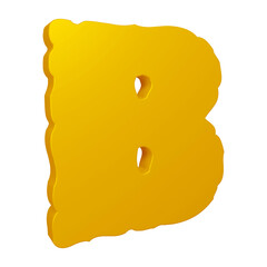 3D golden alphabet letter b for education and text concept