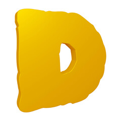 3D golden alphabet letter d for education and text concept