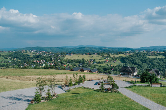 istebna, gory, beskidy, widok, chmury, pogoda, 