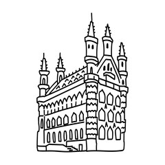 Fototapeta premium Hand drawn doodle outline icon of european building.