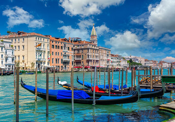 Obraz na płótnie Canvas Grand Canal with gondola in Venice, Italy. Architecture and landmarks of Venice. Venice postcard