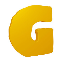 3D golden alphabet letter g for education and text concept