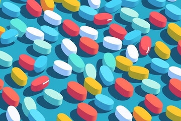 illustration medical pharmaceutical medication pharmacy tablet pill medicine capsule drug. Generative AI.