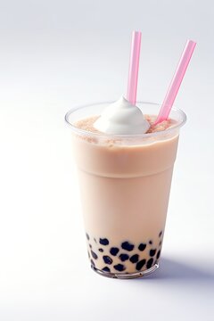bubble tea boba milk with tea isolated on white background png