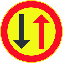 Priority for oncoming traffic sign