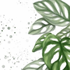 watercolor green and black background with leaves