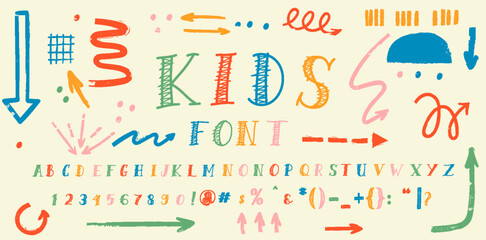 Bright colorful chalk board style alphabet design