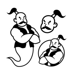 Genie mascot logo icon design illustration