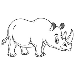 Cartoon rhinoceros in line art