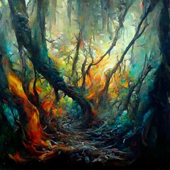 soul of the forrest abstract 8k highly detailed oil painting 