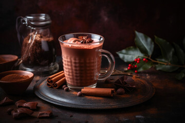 Fototapeta na wymiar Christmas Hot Chocolate. Generative AI
