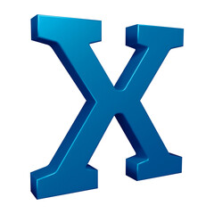 3D blue alphabet letter x for education and text concept