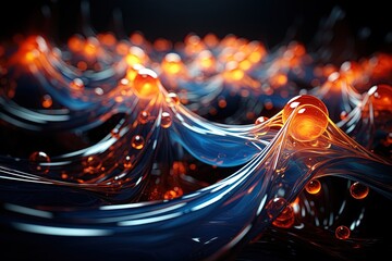 Quantum whispers: Explore the unseen realms of subatomic particles, where the dance of electrons reveals a mesmerizing symphony of energy and possibilities illustration generative ai