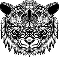 illustration of a tiger's head with an ornament pattern
