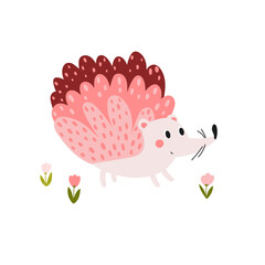 Childish illustration with funny hedgehog