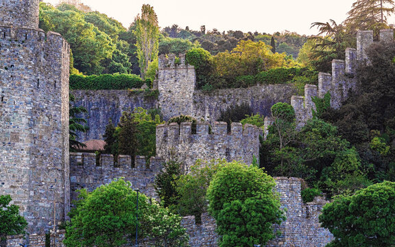 Rumeli Fortress (Rumeli Hisari Bogazkesen) at sunset. Rumelihisari. Medieval castle located on European bank of Bosphorus. Istanbul, Turkey (Turkiye)