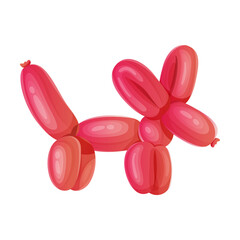 Cartoon red festive balloon in the form of a dog, fox, or cat.