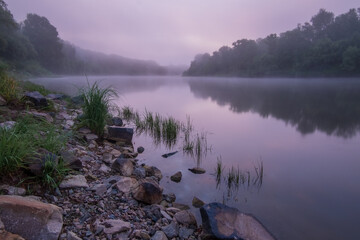 mist over the lake