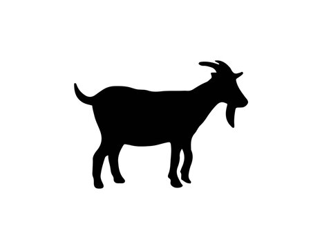 Goat Silhouette vector illustration. Mammal animal lives in a farm. Domestic horned pet. Symbol of milk