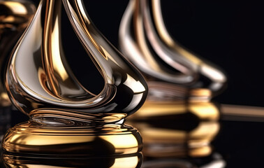 Abstract 3d Gold and glass shapes created with Generative AI technology