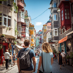 Obraz na płótnie Canvas Tourists in Istanbul. Generative AI.