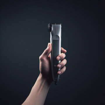 Hand holding a razor. Generative AI.