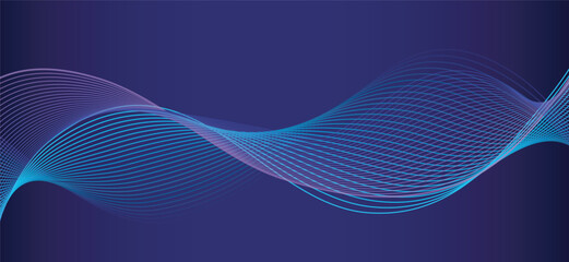 Abstract Dark blue background with wave lines. Modern purple blue gradient flowing wave lines.Digital Futuristic technology concept with a coloured dynamic waves.