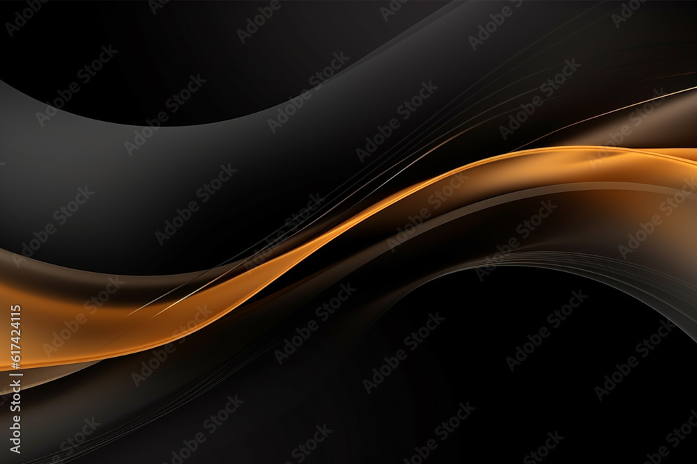 Poster Abstract background with gold wave. Generative AI