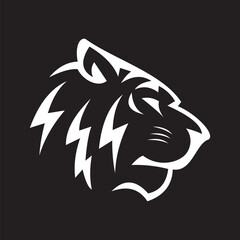 tiger head vector illustration on black background