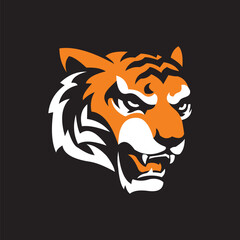 tiger head vector illustration on black background