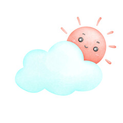 blue cloud and sun isolated