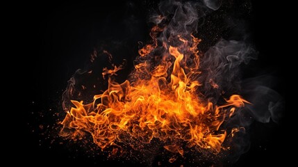 Fototapeta na wymiar big fire isolated over black background