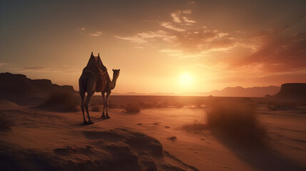 sunset in the desert made by midjeorney