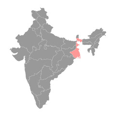 Obraz premium West Bengal state map, administrative division of India. Vector illustration.