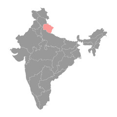 Uttarakhand state map, administrative division of India. Vector illustration.