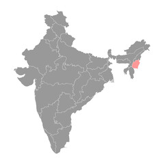 Manipur state map, administrative division of India. Vector illustration.