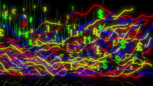 Forex Graph Currency Animated Lines with Alpha matte	
