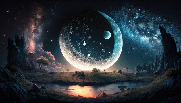 dreamy nights moon and star landscape ignite imagination generative ai