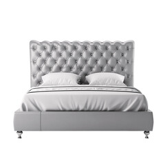 Grey chesterfield bed isolated on transparent background 