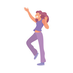 Young Woman Dancing to Music Moving Body Vector Illustration