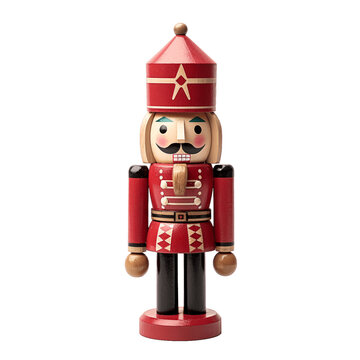 Wooden Christmas Nutcracker Isolated On Transparent Background 