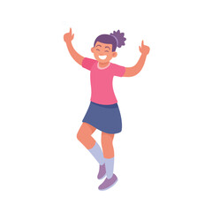Young Teen Girl Dancing to Music Moving Body Vector Illustration