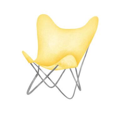 yellow  utterfly chair isolated 