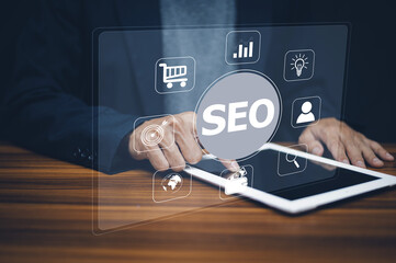 SEO Search engine optimization concept, Marketing Ranking Traffic Website Internet Business Technology, SEO concept