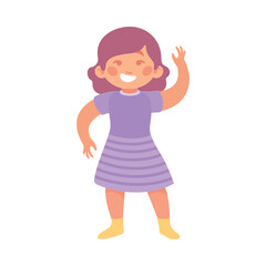 Little Girl Dancing to Music Moving Body Vector Illustration