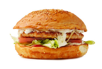 Tasty fresh burger isolated on white background