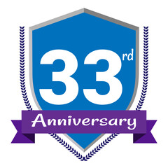 33rd Anniversary. Anniversary sign collection isolated on white background. Vector Illustration EPS 10 File.