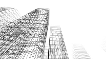 modern office buildings 3d rendering